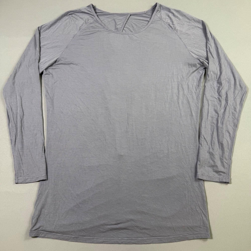 Lululemon Deep Stretch Long Sleeve Womens 10 Cinch Lilac Stone Open Back Ruched